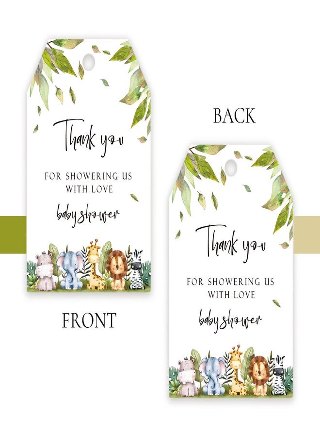 FORSHEEP 50pcs Jungle Safari Thank You Tags, Wild Animals Gift Tag with String for Jungle Birthday Party, Thank You Paper Tags for Birthday/Engagement Party Favors - Image 4